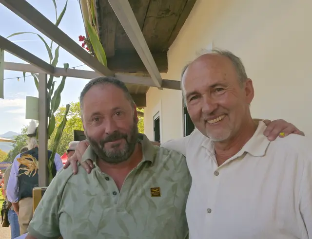 Die Veranstalter Gustl Unterlerchner (Most) und Harald Lagger (Wein)