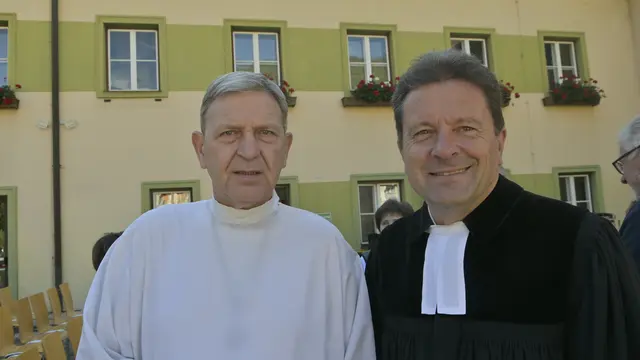 Ökumenische Eintracht:  Krzysztof Jan Miera und Jörg Hiltner