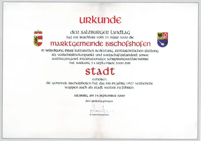 Die offizielle Stadturkunde. | Foto: Stadtarchiv