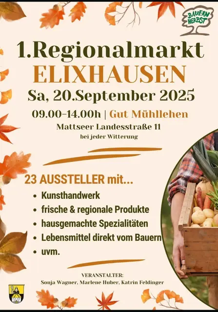 Einladung zum 1. Regionalmarkt in Elixhausen. | Foto: Wagner, Huber, Feldinger