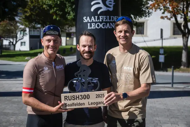 Marco Pointner (GF Saalfelden Leogang), Simon Geschke (Tour-de-France-Etappensieger) und Hans-Peter Kreidl (RUSHdieSERIE) | Foto: Heiko Mandl