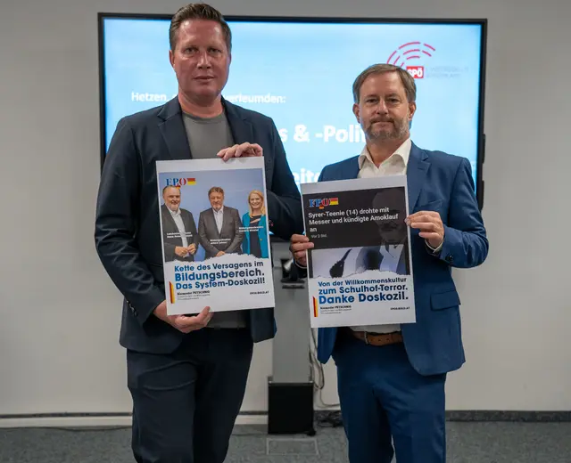 Thomas Hoffmann und Roland Fürst (SPÖ) fordern Entschuldigungen von der FPÖ und den Rücktritt von Daniel Jägerbauer. | Foto: SPÖ Burgenland