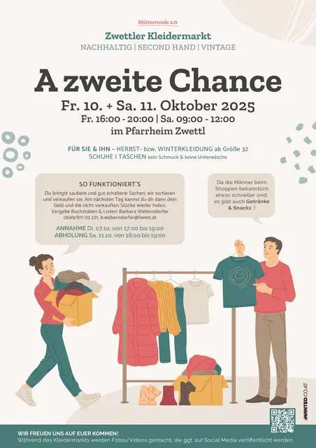 Zwettl an der Rodl Kleidermarkt Flyer A zweite Chance 2025 | Foto: wanted.co.at