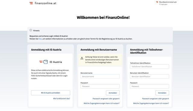 Bei der sogenannten 2-Faktor-Authetifizierung (2FA) werden beim Login zunächst die Zugangsdaten eingegeben, anschließend wird in einem zweiten Bestätigungsschritt die Identität des Nutzers bzw. der Nutzerin überprüft. | Foto: Screenshot FinanzOnline