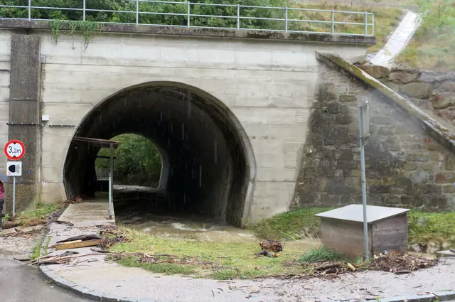 Bahnunterführung während des Hochwassers 2024 in Tullnerbach | Foto: WLV