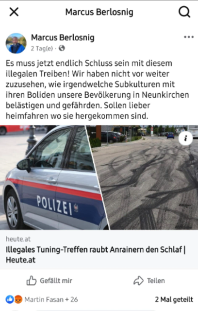Marcus Berlosnig (FPÖ) lehnt sich mit seinem Posting weit hinaus. | Foto: Screenshot MeinBezirk