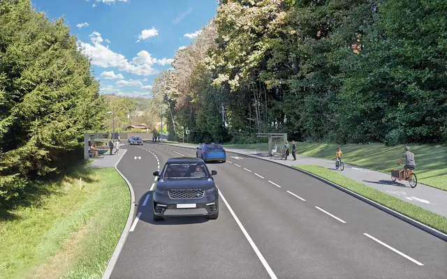 Der neue von der Fahrbahn getrennte Geh- und Radweg soll 2026 fertiggestellt sein. | Foto: Gemeinde Premstätten