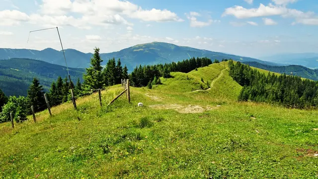 ... mit Blick zurück auf den Dürriegelkamm und das Stuhleck (Bildmitte).   | Foto: © Silvia Plischek
