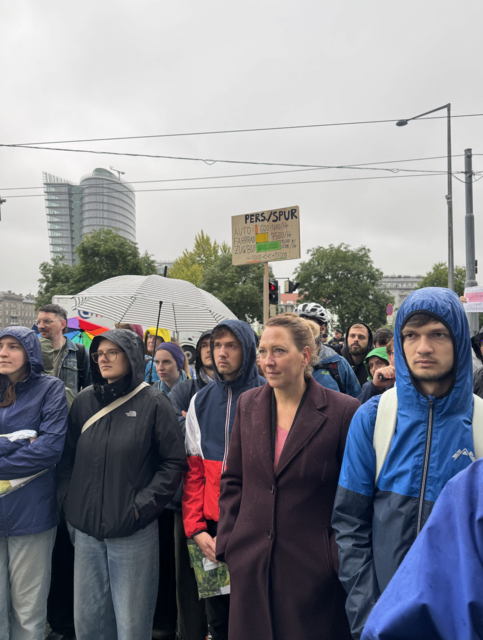 Judith Pühringer, Chefin der Wiener Grünen, beteiligte sich an der Demonstration vor dem Verkehrsministerium in Wien. | Foto: Grüne Wien