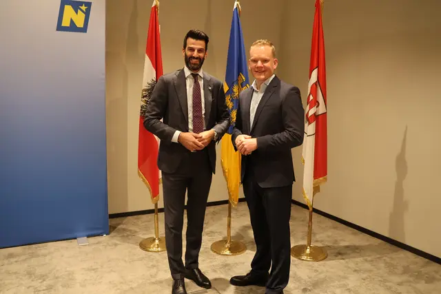LH-Stellvertreter Udo Langbauer und Vorarlbergs Landesstatthalter Christof Bitschi (beide FPÖ). | Foto: Kathrin Schauer