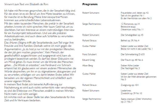 Kurzbeschreibung des Liederabends und das Programm. | Foto: de Roo