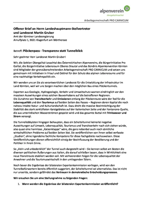 Offener Brief an LHStv. Martin Gruber Teil 1 | Foto: PRO Carnicum