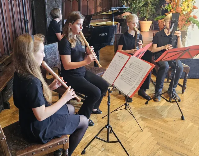 Blockflötenensemble: Leontina, Johanna, Paula und Matthias. | Foto: Verein Korneuburger Musikfreunde