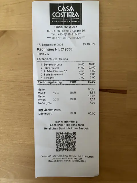 Beim italienischen Menü wurde fein gespeist.  | Foto: MeinBezirk/Markus Kropac