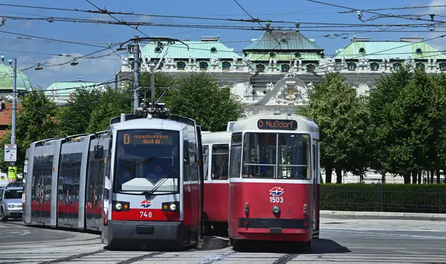 Heute die letzte "historisch korrekte" Durchgangslinie in Betrieb: der D-Wagen. Straßenbahnen der Linie D im Bereich Quartier Belvedere. (Archiv) | Foto: Wiener Linien/Johannes Zinner