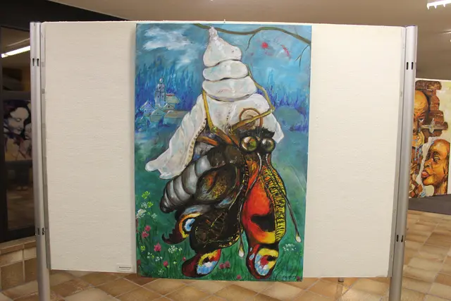 Werk von Priska Wildauer aus der Ausstellung „Mensch und Tier – Begegnungen in Acryl“.