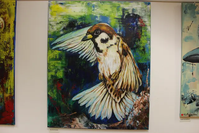 Werk von Priska Wildauer aus der Ausstellung „Mensch und Tier – Begegnungen in Acryl“.