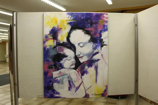 Werk von Priska Wildauer aus der Ausstellung „Mensch und Tier – Begegnungen in Acryl“.