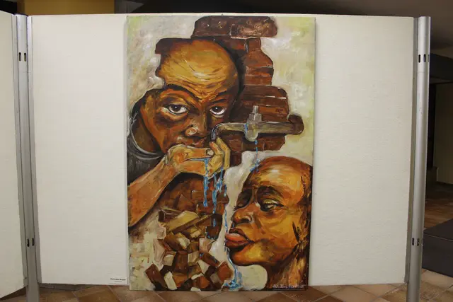 Werk von Priska Wildauer aus der Ausstellung „Mensch und Tier – Begegnungen in Acryl“.