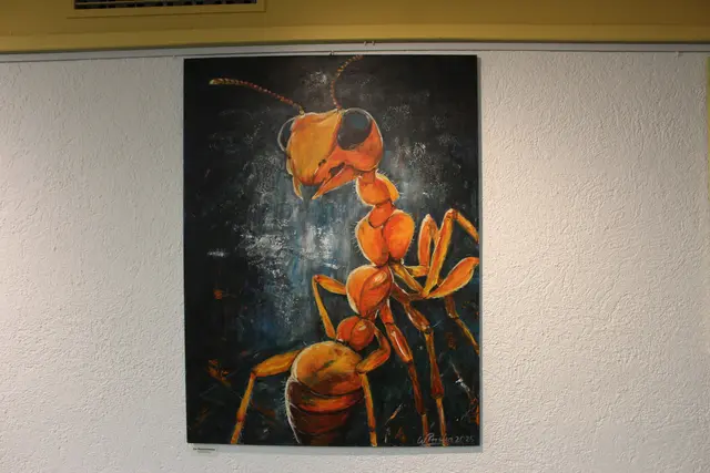 Werk von Priska Wildauer aus der Ausstellung „Mensch und Tier – Begegnungen in Acryl“.