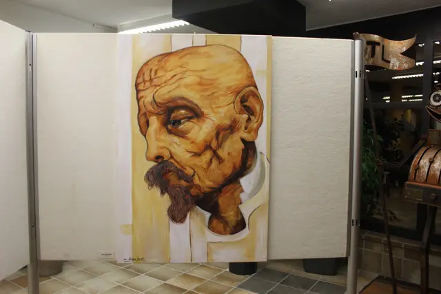 Werk von Priska Wildauer aus der Ausstellung „Mensch und Tier – Begegnungen in Acryl“.