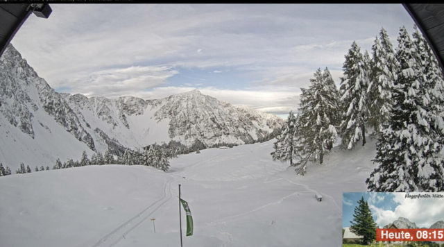 So sieht es aktuell auf der Klagenfurter Hütte in den Karawanken aus (Webcam: Blick Richtung Westen) | Foto: Klagenfurter Hütte