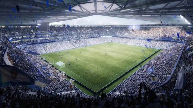 So wird das neue Stadion, geplant vom spanischen Architekturbüro IDOM, aussehen, die Kosten belaufen sich auf rund 150 Millionen Euro. | Foto: IDOM