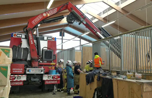 Feuerwehreinsatz im Stall. | Foto: BFKDO Baden / Stefan Schneider