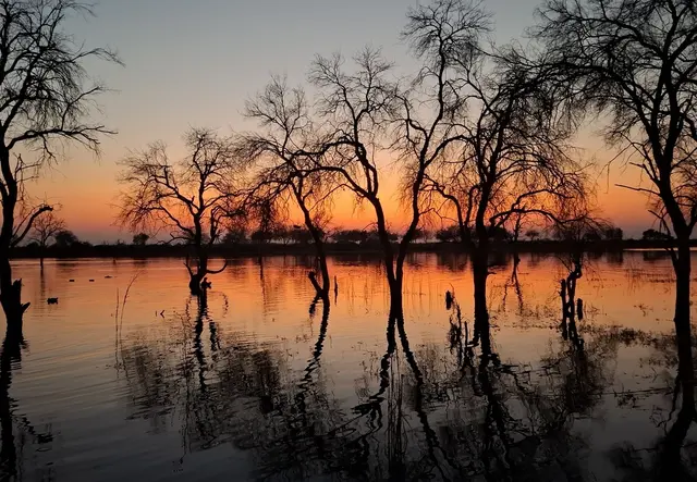 Ein herrlicher Sonnenuntergang vor unserer Lodge.