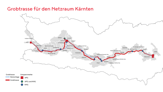 So sieht die Grobtrasse für den Netzraum Kärnten aus. Abweichungen davon sind noch möglich. | Foto: APG