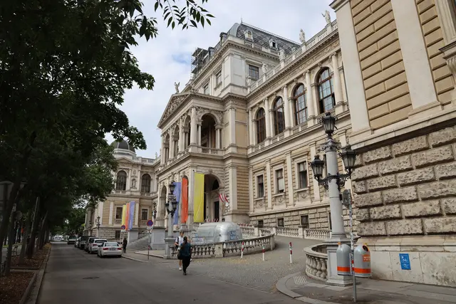 Vor dem Hauptgebäude der Uni Wien fand eine Spontandemonstration zum Gaza-Konflikt statt, die sich auf der Ring-Fahrbahn fortsetzte. Sie wurde aufgelöst, es gab mehrere Festnahmen. (Archiv) | Foto: Karl Schöndorfer / picturedesk.com