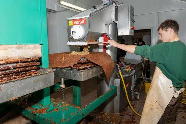 Von der Baumveredelung über Pflege bis zum Obstsaft. Im Praxisunterricht wird der Obstsaftvorrat (ca. 8.000 Liter) für das gesamte Schuljahr erzeugt.  | Foto: Braunsberger