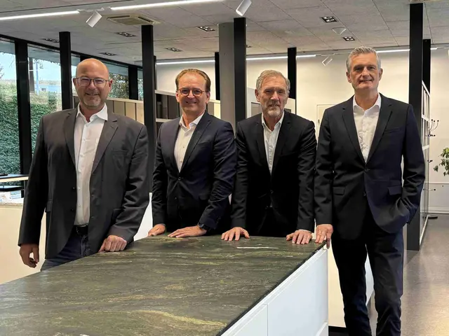 Strasser Steine Geschäftsleitung: Christoph Hamberger (CTO), Georg Rieger (CSO),  Johannes Artmayr (CEO) und Konstantin Urbanides(CFO). | Foto: Strasser Steine