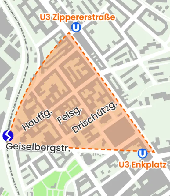 Zwischen Zippererstraße, Enkplatz und Geiselbergstraße entwickelt sich ein Airbnb-Grätzl. | Foto: Grafik Scherzer/MeinBezirk