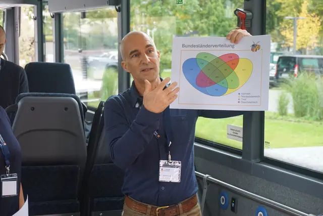 Michael Traugott (Uni Innsbruck, IBM-Projektleiter) gab Auskunft über die Verteilung der Insekten innerhalb der teilgenommenen Bundesländern