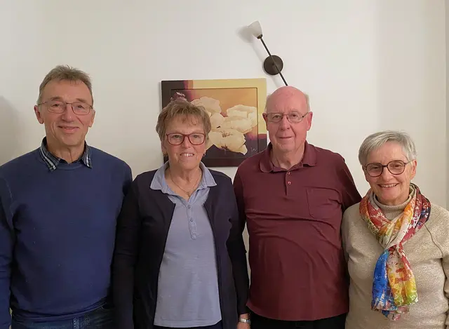 Obmann Stefan Günther, Maria Matzenberger, Reinhard Matzenberger, Sprengelbetreuerin Elisabeth Kern (v.l.). | Foto: NÖ’s-Senioren Seitenstetten