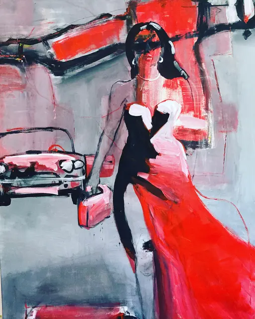 Bilder wie die "Lady in red" stammen aus der Hand der Welser Künstlerin Gabi Rhomako, die heuer starke Frauen bei den Tagen des offenen Ateliers in den Mittelpunkt stellen will. | Foto: Rhomako