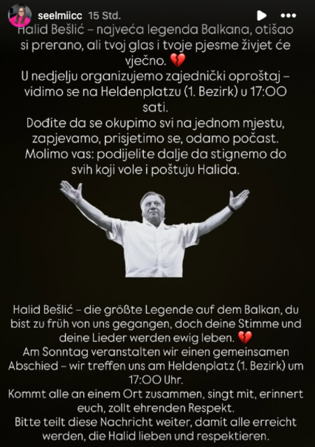 Am Sonntag, dem 12. Oktober, rufen die Veranstalter Selma Covic und Edin Delalić dazu auf, Herzen und Stimmen zu vereinen: „Kommt alle an einem Ort zusammen, singt mit, erinnert euch, zollt ehrenden Respekt.“ | Foto: Screenshot Selma Covic/Instagram