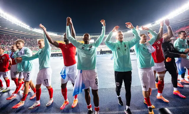 Die österreichische Nationalmannschaft am Donnerstag, 09. Oktober 2025, nach Ende des Spiels zur WM-Qualifikation. | Foto: GEORG HOCHMUTH / APA / picturedesk.com