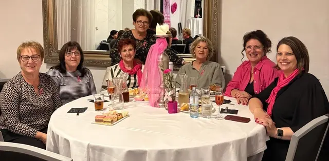 Bei den Besucherinnen im Festsaal des Kastells dominierte die Farbe Rosa, die Symbolfarbe der Krebshilfe-Initiative "Pink Ribbon". | Foto: Isabell Jandrisevits