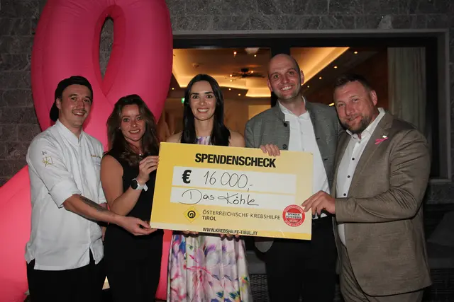 Freuten sich über eine schöne Spendensumme: Lukas Neier, Kelly Braspenning, Theresa Köhle, Stefan Köhle und Florian Klotz (v.l.). | Foto: Schwarz