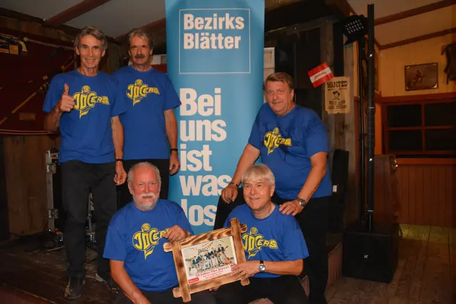 The Jocers nahmen mit einem Jubiläumskonzert Abschied: Herbert Freiberger, Karl Tomisser, Ruper Eyer, Walter Fank und Alexander Kiss | Foto: Michael Strini