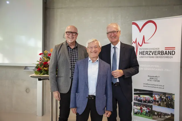 Von links: Christoph Kopf, Rainer Dejaco, Wolfgang Zillig. | Foto: Herzverband OÖ/Zoe Goldstein