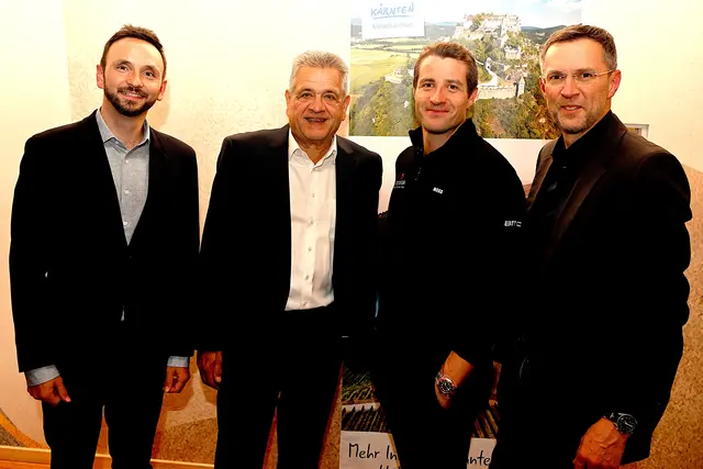 Johannes Moser (Moderator und Pressesprecher Region Mittelkärnten), Gerhard Mock (Obmann Tourismusregion und Regionalmanagement Mittelkärnten), Marco Haller, Gunter Brandstätter (Geschäftsführer Tourismusregion und Regionalmanagement Mittelkärnten) | Foto: Josef Bodner