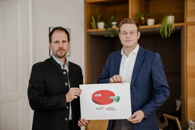 Michael Gutmann (Wassergenossenschaftlicher Bau- und Servicedienstes – Land OÖ) und Landesrat Stefan Kaineder. | Foto: Land OÖ/Dedl