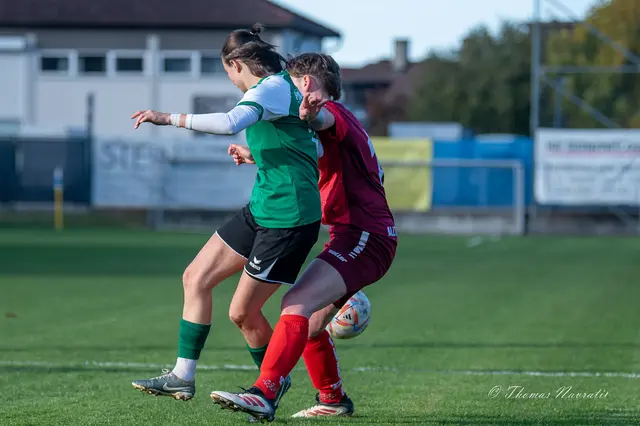 Linda Teubenbacher (rot) im Laufduell – sie ließ Waidhofens Angreiferinnen kaum Platz. | Foto: Thomas Navratil