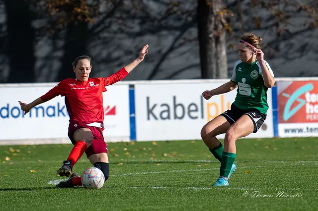 Gertrud Sensoy (rot) traf sehenswert – doch trotz ihres Tores reichte es nicht zu einem Punktgewinn. | Foto: Thomas Navratil