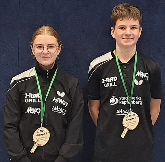 Die beiden KSV-Tischtennisspieler Ema Somodi und Luca Eppich. | Foto: Heimrath