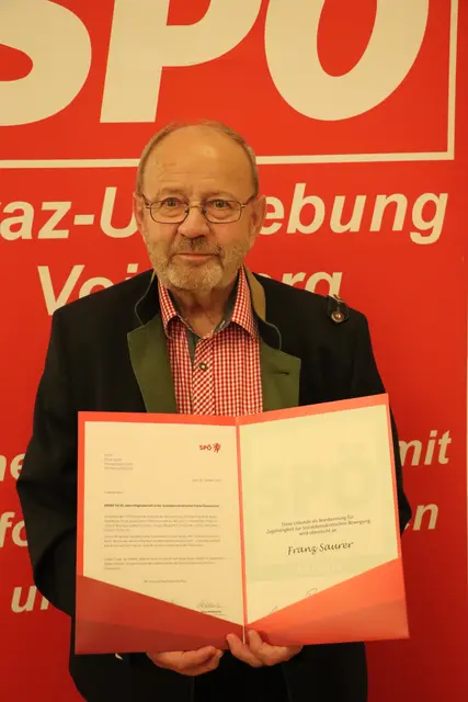 Franz Sauter aus Deutschfeistritz ist seit 50 Jahren Mitglied der SPÖ | Foto: Edith Ertl