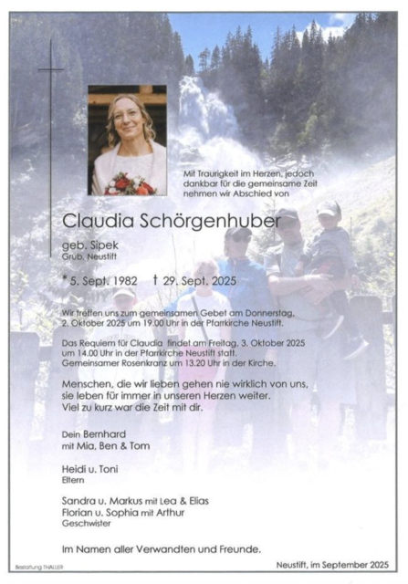 Die Parte von Claudia Schörgenhuber | Foto: Bestattung Thaller